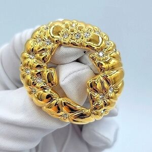 Swarovski Swan Vintage Gold Tone Crystal Brooch #847